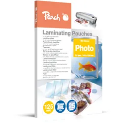 Peach Laminierfolie 106x156mm Foto | 125 mic | 25 St. | glänzend | geeignet für alle Laminiergeräte | S-PP525-20