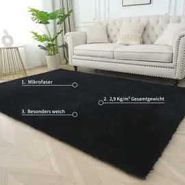 Bruno Banani Teppich BRUNO BANANI "Dana Teppich, besonders weich und kuschelig, Kundenliebling" Gr. 4, schwarz, B:160cm H:30mm L:230cm, Kunstfaser, Teppiche, Teppich, uni, Mikrofaser Teppiche, Wohnzimmer, Schlafzimmer, Esszimmer, Topseller