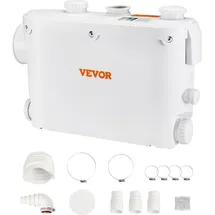 Vevor Hebeanlage 500W Fäkalienhebeanlage 8m Förderhöhe Abwasserpumpe 6600L/h Haushaltspumpe 2900U/min Schmutzwasserpumpe Eingebautes Rückschlagventil Wartungfrei WC Dusche Waschbecken