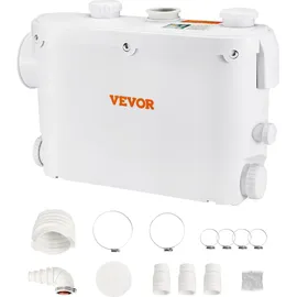 Vevor Hebeanlage 500W Fäkalienhebeanlage 8m Förderhöhe Abwasserpumpe 6600L/h Haushaltspumpe 2900U/min Schmutzwasserpumpe Eingebautes Rückschlagventil Wartungfrei WC Dusche Waschbecken