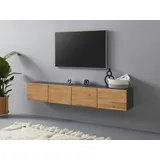 vogl möbelfabrik Lowboard »1237«, Massivholzfront, hängend oder stehend, Breite ca. 184 cm, grau