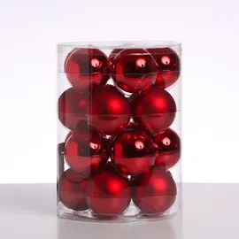 MARELIDA Christbaumkugel Weihnachtskugel Glas 6cm glänzend matt rot 20er Set