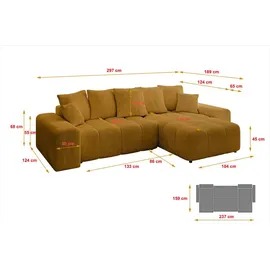 altdecor Ecksofa Cord 2-Sitzer Senfgelb