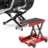 Set: Motorrad Hebebühne Midlift XL bis 500kg sw ConStands mit Motorrad Hebebühne HR1 Mini-Lift Mover bis 500 kg rot