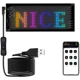 Luminea Programmierbare flexible LED-Anzeigetafel, 512 LEDs, 17x7xcm, App, USB