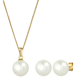 Elli PREMIUM Süßwasserzuchtperle 585 Gelbgold Schmuck-Set   Damen 