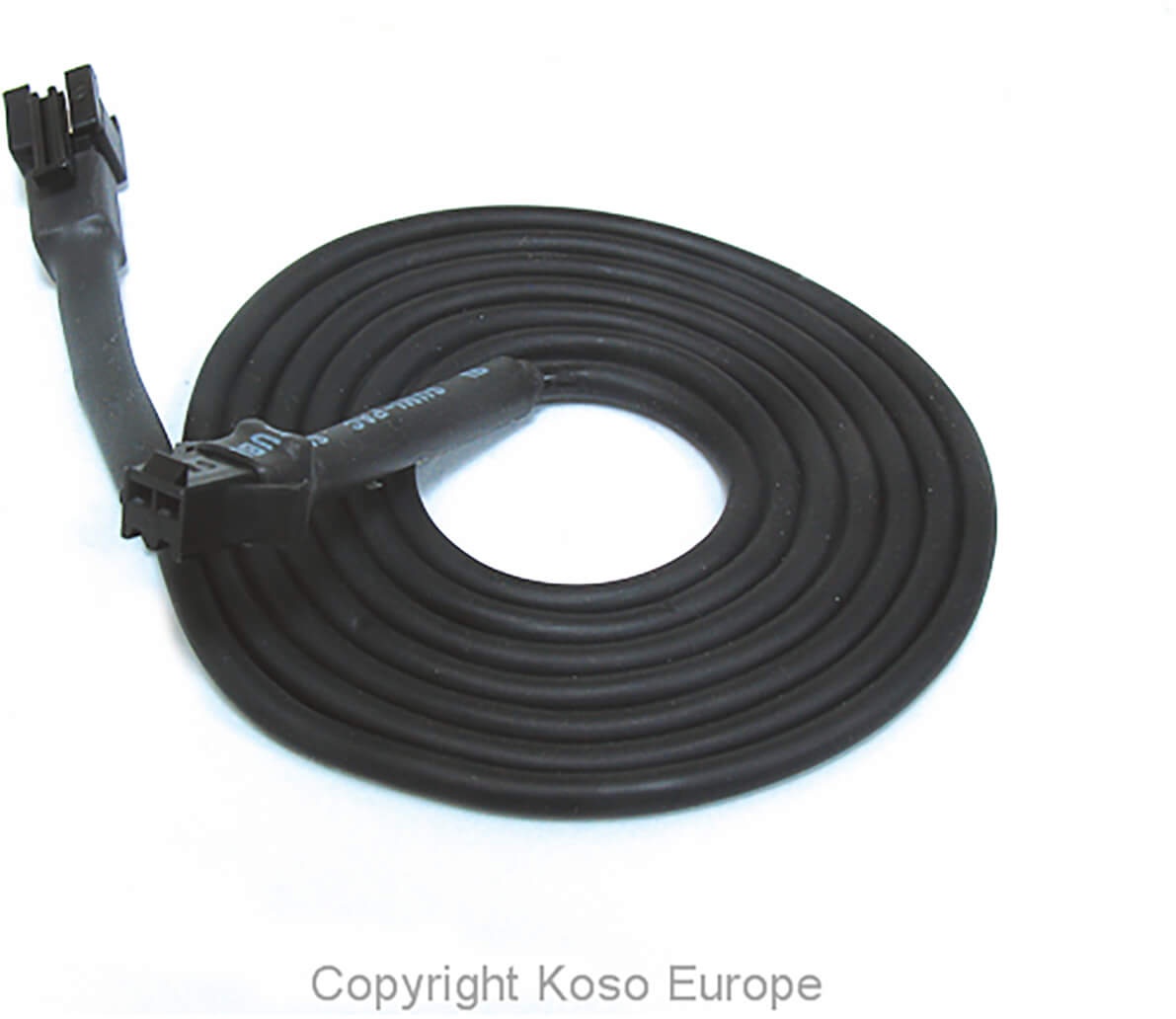 KOSO Kabel fuer Temperatursensor 1 Meter, (schwarzer Stecker), weiss, Größe 100 cm