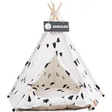 SEOUGEE Haustiere Tipi Zelt für Hunde und Katzen Waschbar und Abnehmbar Baumwolle Canvas Hundebett und Katzenhaus mit Kissen Indoor und Outdoor Pet Kennel und Spielhaus Tragbar und Stilvolles Tipi