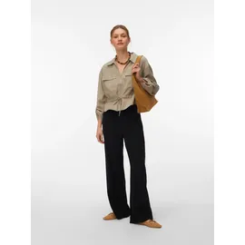 Vero Moda Langarmbluse VMKATIE LS SHIRT WVN NOOS Materialmix grau XL (42/44)