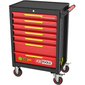 KS Tools ECOline SCHWARZ/ROT/GELB Werkstattwagen mit 7 Schubladen