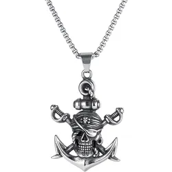 Firetti Kette mit Anhänger »Schmuck Geschenk Pirate Skull« Firetti edelstahlfarben-schwarz-vintage