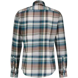 Lerros Herrenhemd in Karo-Flanellqualität - Fog White - 5XL