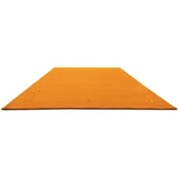 Wollteppich MORGENLAND "GABBEH FEIN FENTH", orange, B:60cm H:18mm L:90cm, Wolle, Teppiche, reine Schurwolle bunte Bordüre, Wohnzimmer
