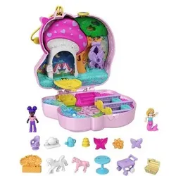 MATTEL HCG20 Polly Pocket Einhorn Schatulle mit Meerjungfrauen-Figur inkl. Zubehör