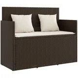 vidaXL Gartenbank Poly Rattan mit Kissen Braun