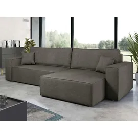 Mirjan24 Ecksofa Karl Maxi, Eckcouch, Couch mit Bettkasten und Schlaffunktion, L-Form, Ottomane universal, Dekorative Kissen-Set (Farbe: Lima 84) - Braun
