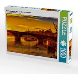 CALVENDO Puzzle Sonnenaufgang über der Elbe in Dresden 1000 Teile Lege-Größe 64 x 48 cm Foto-Puzzle Bild von Dirk Meutzner