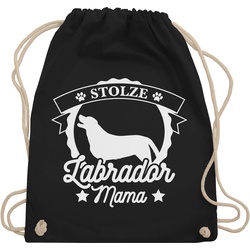 Shirtracer Turnbeutel Stolze Labrador Mama, Geschenk für Hundebesitzer schwarz