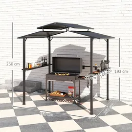 Outsunny Grillpavillon 2,5 x 1,6 m Schwarz