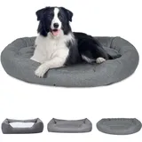 Ribelli Hundebett aus Stoff mit Hundekissen in DREI Größen L, XL & XXL (XL, grau)