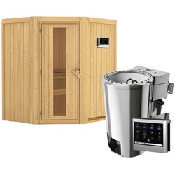 KARIBU Sauna »Tuckum«, inkl. 3.6 kW Saunaofen mit externer Steuerung, für 3 Personen - beige