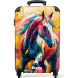 noboringsuitcases NoBoringSuitcases.com® Koffer Handgepäck Trolley Rollkoffer Kleine Reisekoffer mit Rollen - Ölgemälde Kunstwerk eines galoppierenden Pferdes ... < Bunt