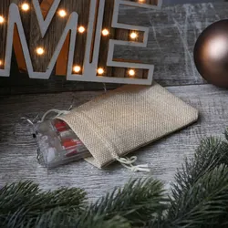 Jutebeutel für Batteriefach - Jutesäckchen mit Kordelzug - Geschenkverpackung - 14x10cm - natur