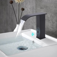 Infrarot Sensor Bad Wasserhahn, Bad Waschtischarmatur Infrarot Sensor Wasserhahn fürs Waschbecken Badezimmer Handwaschbecken (Sensor-Wasserhahn-Schwarz)