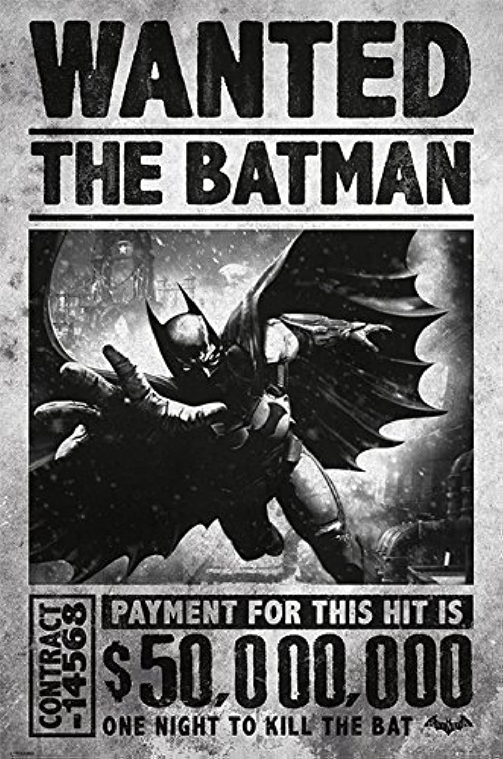 Batman PP33251 Arkham Origins Poster Wanted 50.000.000$, Mehrfarbig, 61 x 91.5cm