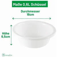 Novaliv 5x Spülschüssel Rund 0,6L, D16 cm, Weiß, BPA-frei