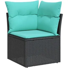 vidaXL 11-teiliges Gartensofa-Set mit Kissen, schwarzes Polyrattan