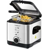 Aigostar Fries Mini Fritteuse,Temperaturkontrolle 1,5 L 900 W - Silber