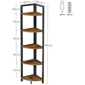 VASAGLE Eckregal 30 x 30 x 150 cm Braun