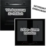 Bosch Herdset Bosch Backofen EcoClean mit Wolkenstein Induktionskochfeld Booster autark 60 cm