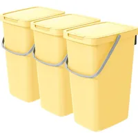 Vidaathome.de Q-SYSTEMA Abfalleimer-Set 3 x 20 Liter – Gelb