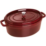 Staub 1102387 Cocotte, 23 cm oval, Bräter aus Gusseisen, grenadine