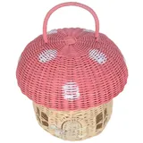 Axaooqeld Handgefertigter Pilzförmiger Aufbewahrungskorb Aus Rattan – Niedliche Handgefertigte Geschenkdekoration, Kunstwerk Aus Rattan, Rosa, Einfach zu Verwenden