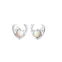 Elli Synthetischer Opal Rentier Geweih 925 Silber Ohrringe Damen