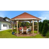 Weka Pavillon 656 3,76 x 3,29 m kdi inkl. Schindeln rot