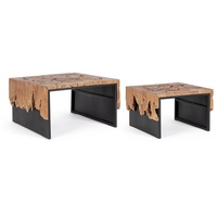 Natur24 Couchtisch Grenada 2er-Set aus Teakholz