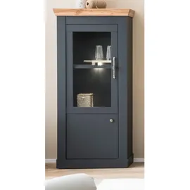furn.design Vitrinenschrank, Grau, Eiche Wotan, Kunststoff, Nachbildung,Eiche, Uni, Holz Optik, 1 Fächer, Sockel, 72x146x38 cm, FSC 100%, Wohnzimmer, Wohnwände, Vitrinenschränke