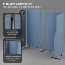 Jan Nowak Akustik-Trennwand mit Schalldämmung SADIE 145x260x1,8cm Blau Stellwand Büro Raumteiler Office-Akustikwand Sichtschutz