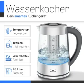 ZMC Wasserkocher mit Temperaturwahl 1,8 l