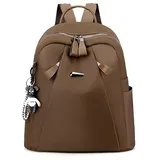 FUNSEED Kleiner Rucksack für Damen, tragbar, wasserdicht, Oxford-Stoff, mehrere Taschen, Rucksack für Reisen und den täglichen Gebrauch, Braun, Small, modisch