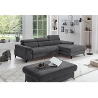 Cotta Ecksofa "Kitty L-Form, B: 242 cm", grau (schwarzgrau), B:244cm H:72cm T:166cm, Microfaser (100% Polyester);Flachgewebe (100% Polyester), Sofas, Ecksofa, mit Kopfteilverstellung, optional Bettfunktion & Bettkasten
