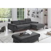 Cotta Ecksofa "Kitty L-Form, B: 242 cm", grau (schwarzgrau), B:244cm H:72cm T:166cm, Microfaser (100% Polyester);Flachgewebe (100% Polyester), Sofas, Ecksofa, mit Kopfteilverstellung, optional Bettfunktion & Bettkasten