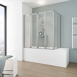 Schulte Home Schulte Duschabtrennung faltbar für Badewanne 70-80 cm, Sicherheitsglas ESG Klar hell, Profilfarbe: Alu Natur - Grau