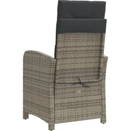 vidaXL Gartensessel mit Kissen 2 Stk. Verstellbar Grau Poly Rattan