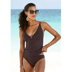 Tankini-Top S.OLIVER "Rome", Damen, Gr. 36, Cup C/D, braun, Polyamid, unifarben, Bikini-Oberteile, in verschiedenen Unifarben