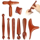 Gykutix 8 Stück Triggerpunkt Massagegerät Set aus Holz, Triggerpunkt Drücker,Kompakte Massagestab Holz Natürliches für Füße, Nacken, Schultern, Rücken, Arme & Beine – Ideal für Zuhause und Reise